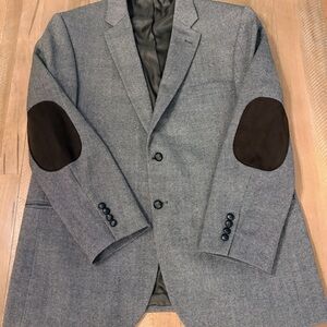 Saddlebred Gray Blazer with Dark Brown Elbow Patches